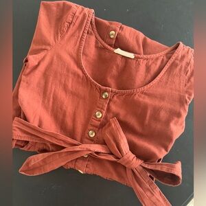 Little Cottonwood Button-Front  Midi Dress with Waist Tie